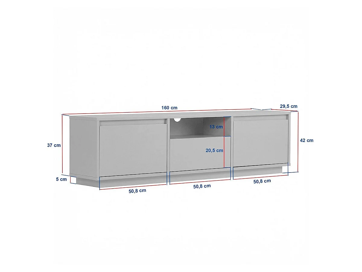 Tv-meubel met 3 kleppen, 1 nis L160 cm - LUME