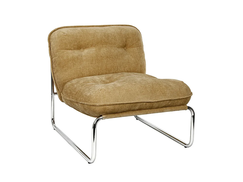Basil - Fauteuil en tissu pieds chrome - Jaune moutarde