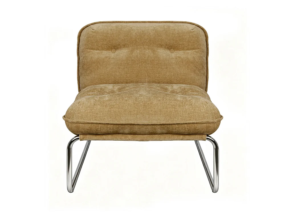 Basil - Fauteuil en tissu pieds chrome - Jaune moutarde