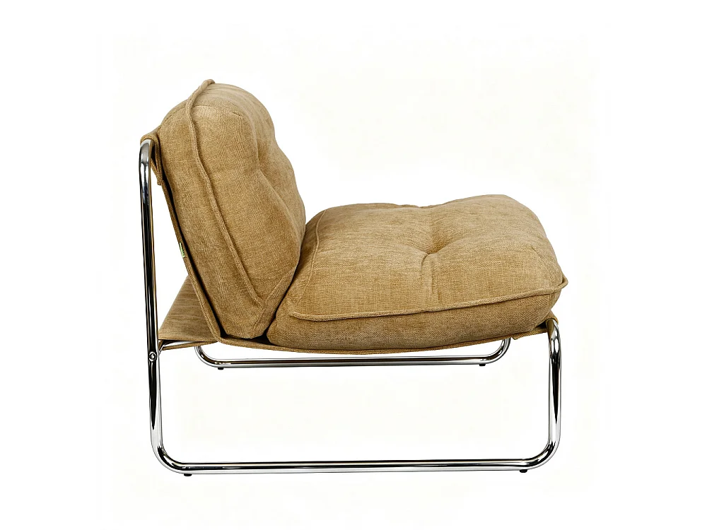 Basil - Fauteuil en tissu pieds chrome - Jaune moutarde