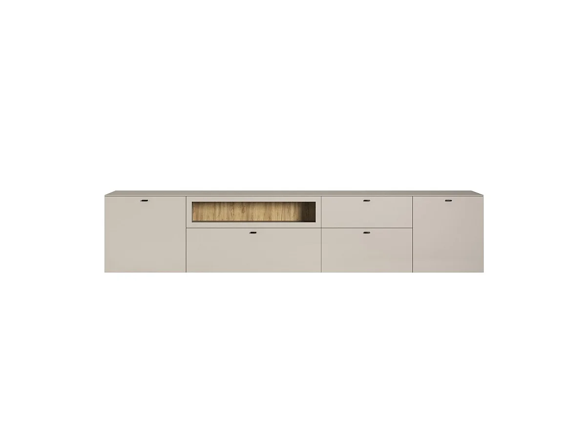 TV-meubel met 2 deuren, 1 lade, 2 kleppen en 1 open vak B280 cm - VELA