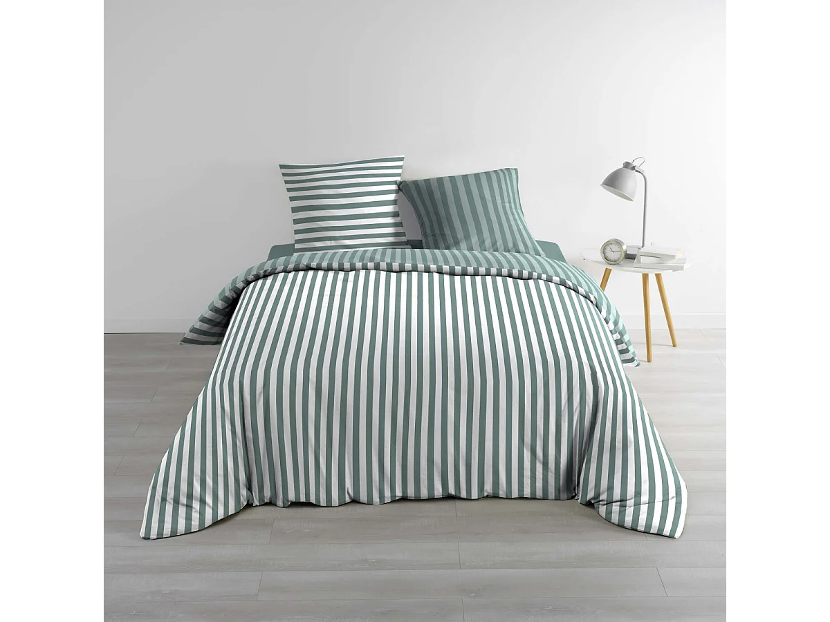 Parure de Lit 3 Pièces "Rayan" 240x220cm Vert Cèdre