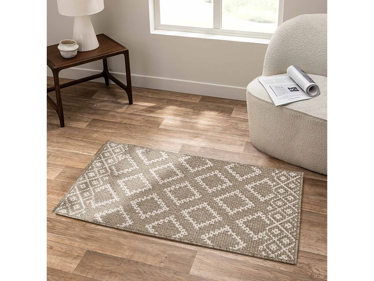 Tapis Tissé Plat "Meandro" 60x110cm Naturel