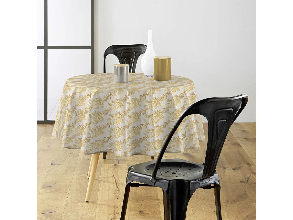 Nappe Antitache Ronde "Zena" 180cm Jaune