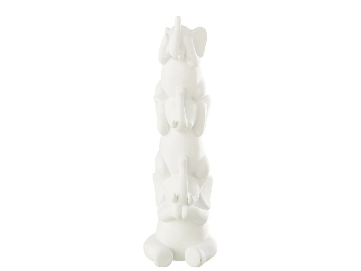 Statuette Éléphant Pyramide "Burl" 31cm Blanc