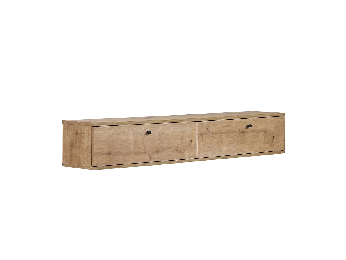 Meuble TV suspendu 2 abattants L160 cm - ROY