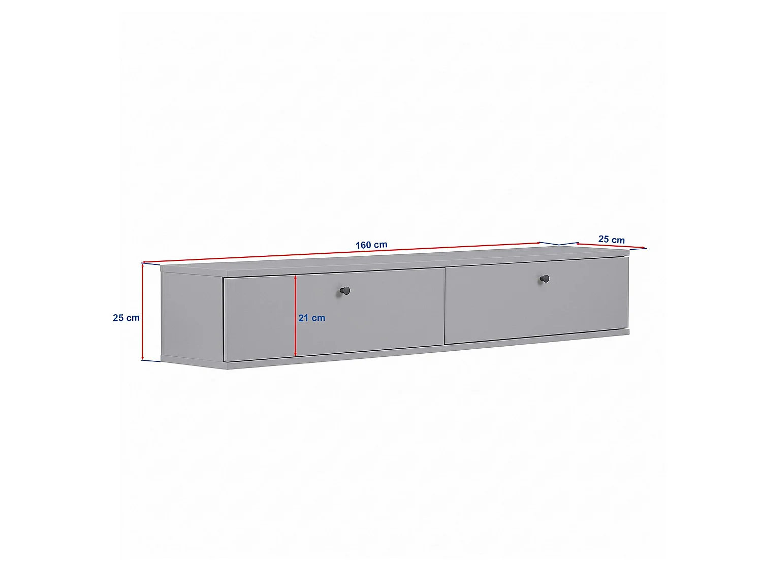 Meuble TV suspendu 2 abattants L160 cm - ROY