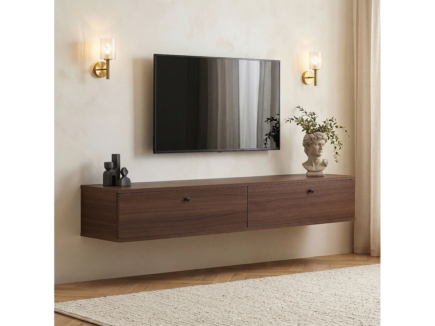 Hangend tv-meubel 2 klapdeuren L160 cm - ROY