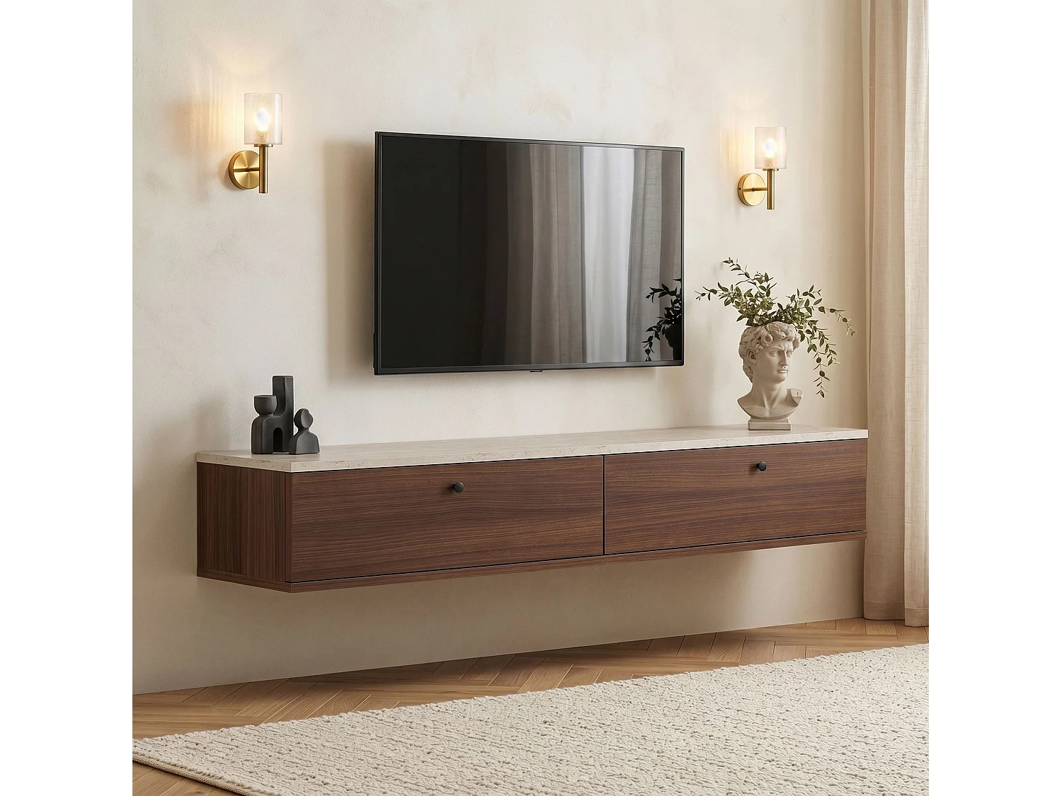 Hangend tv-meubel 2 klapdeuren L160 cm - ROY