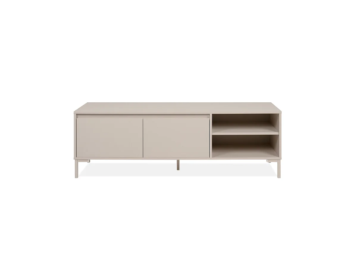 Meuble TV 2 portes, 2 niches couleur cachemire L150 cm - NERIO