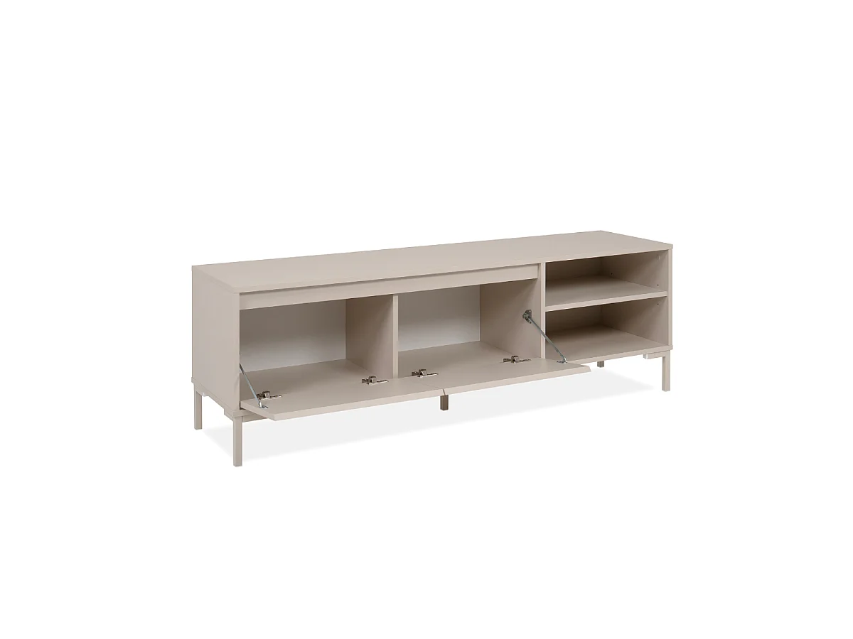 Meuble TV 2 portes, 2 niches couleur cachemire L150 cm - NERIO