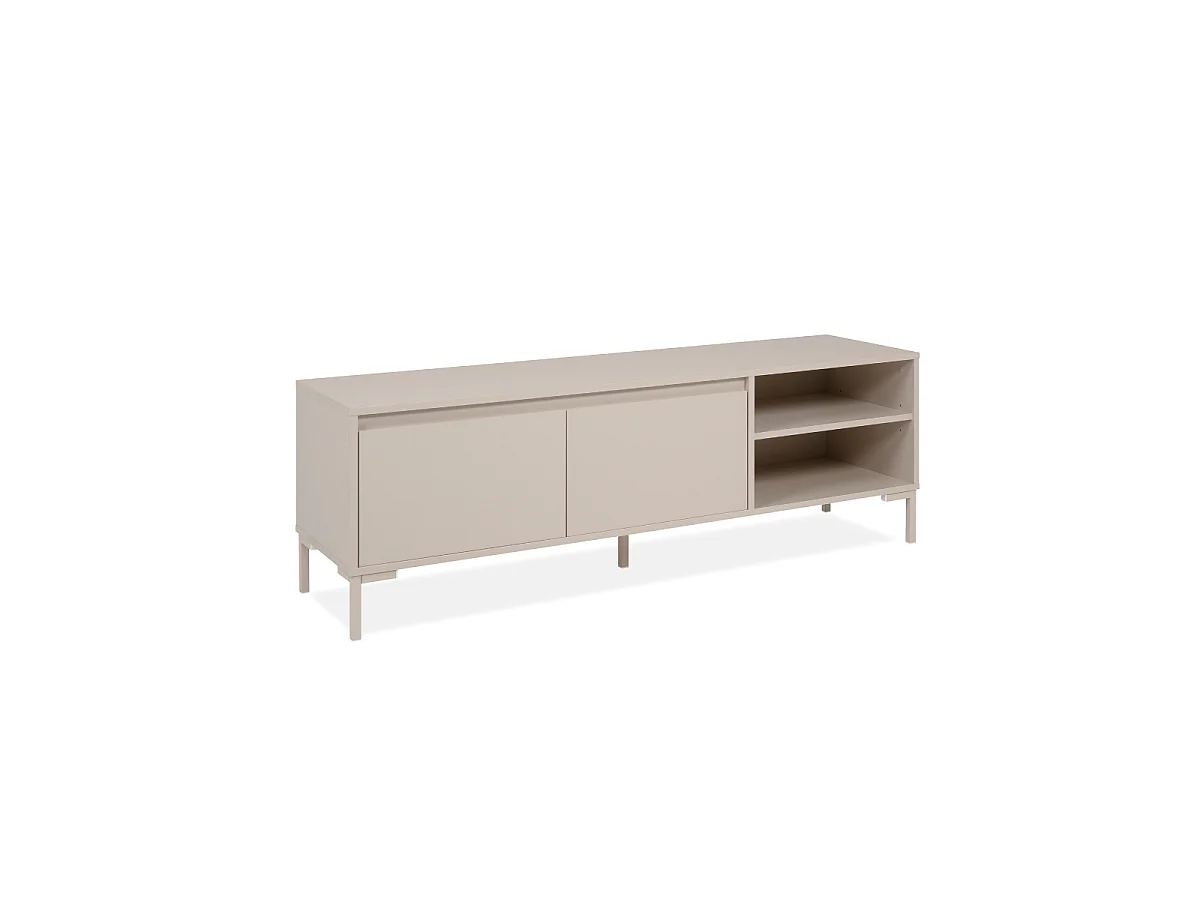 Meuble TV 2 portes, 2 niches couleur cachemire L150 cm - NERIO