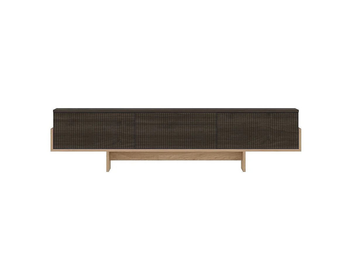 Meuble TV 3 portes abattantes striées L180 cm - HELYO