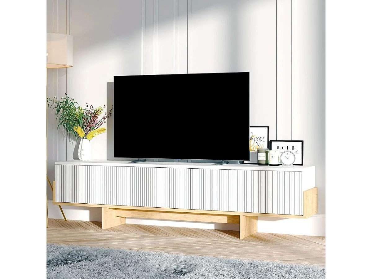 TV-meubel met 3 afneembare deuren gestreept L180 cm - HELYO