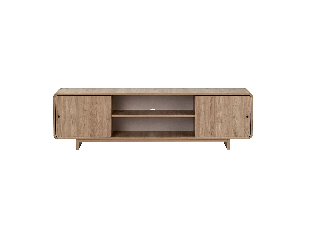 Meuble TV 2 portes, 2 niches avec bords arrondis L180 cm - CELENA