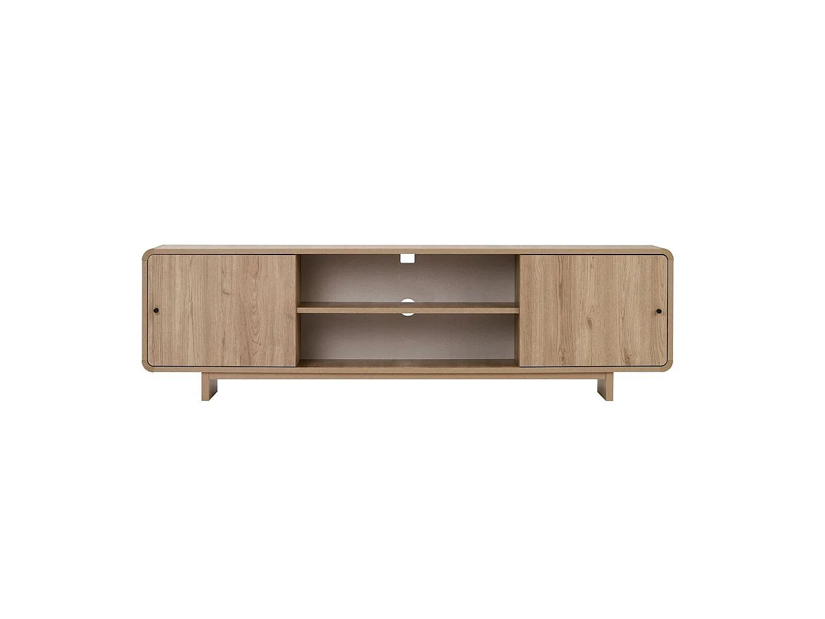 Meuble TV 2 portes, 2 niches avec bords arrondis L180 cm - CELENA