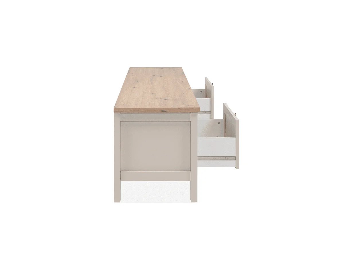 Meuble TV 2 tiroirs décor chêne et cachemire L160 cm - LUND