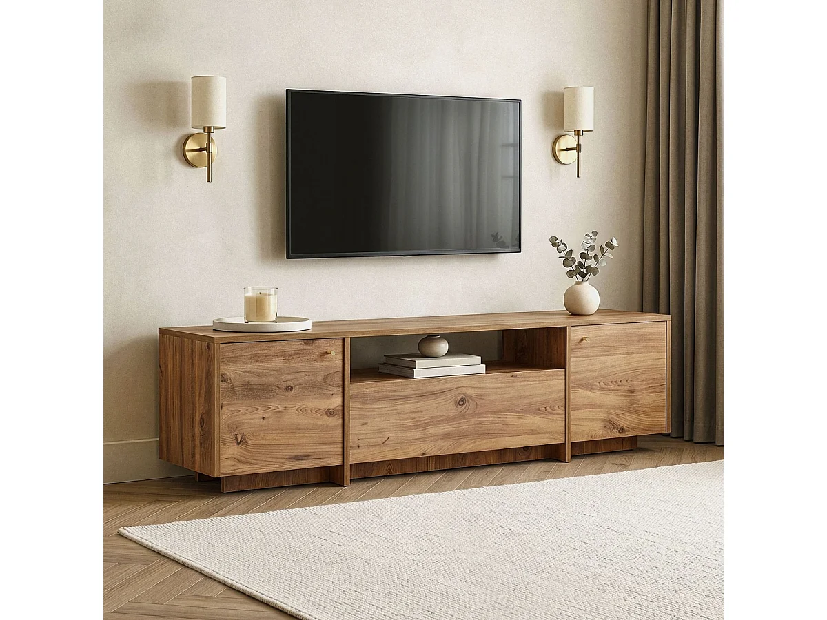 TV-Schrank mit 2 Türen, 1 Klappe und 1 offenem Fach B180 cm - KAY