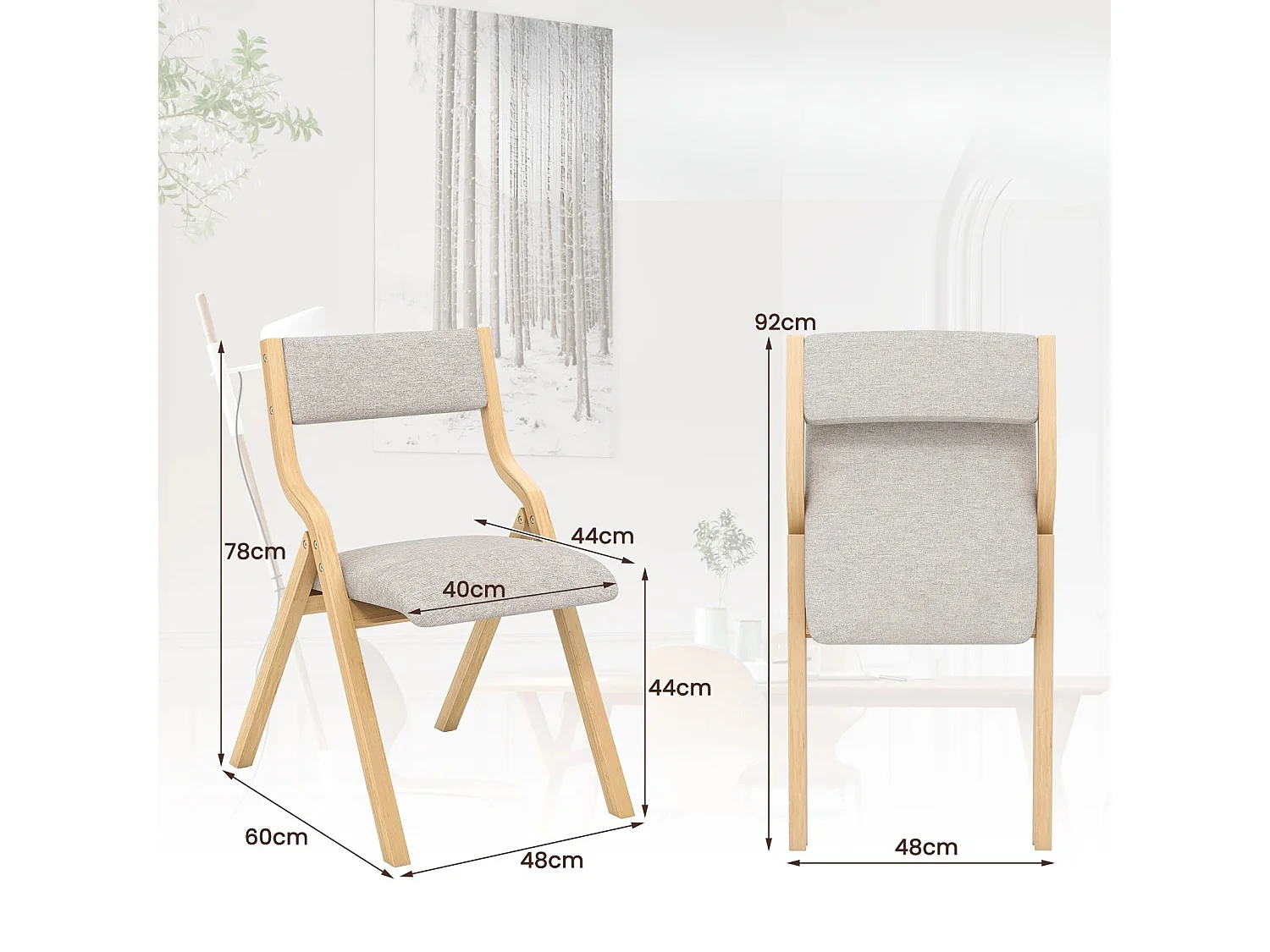 Set mit 2 Esszimmerstühlen – Stuhl mit gepolsterter Sitzfläche