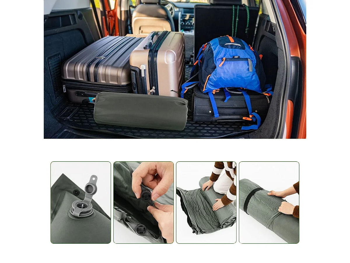 Selbstaufblasbare 2-Personen-Campingmatratze, 131 x 187 x 4 cm
