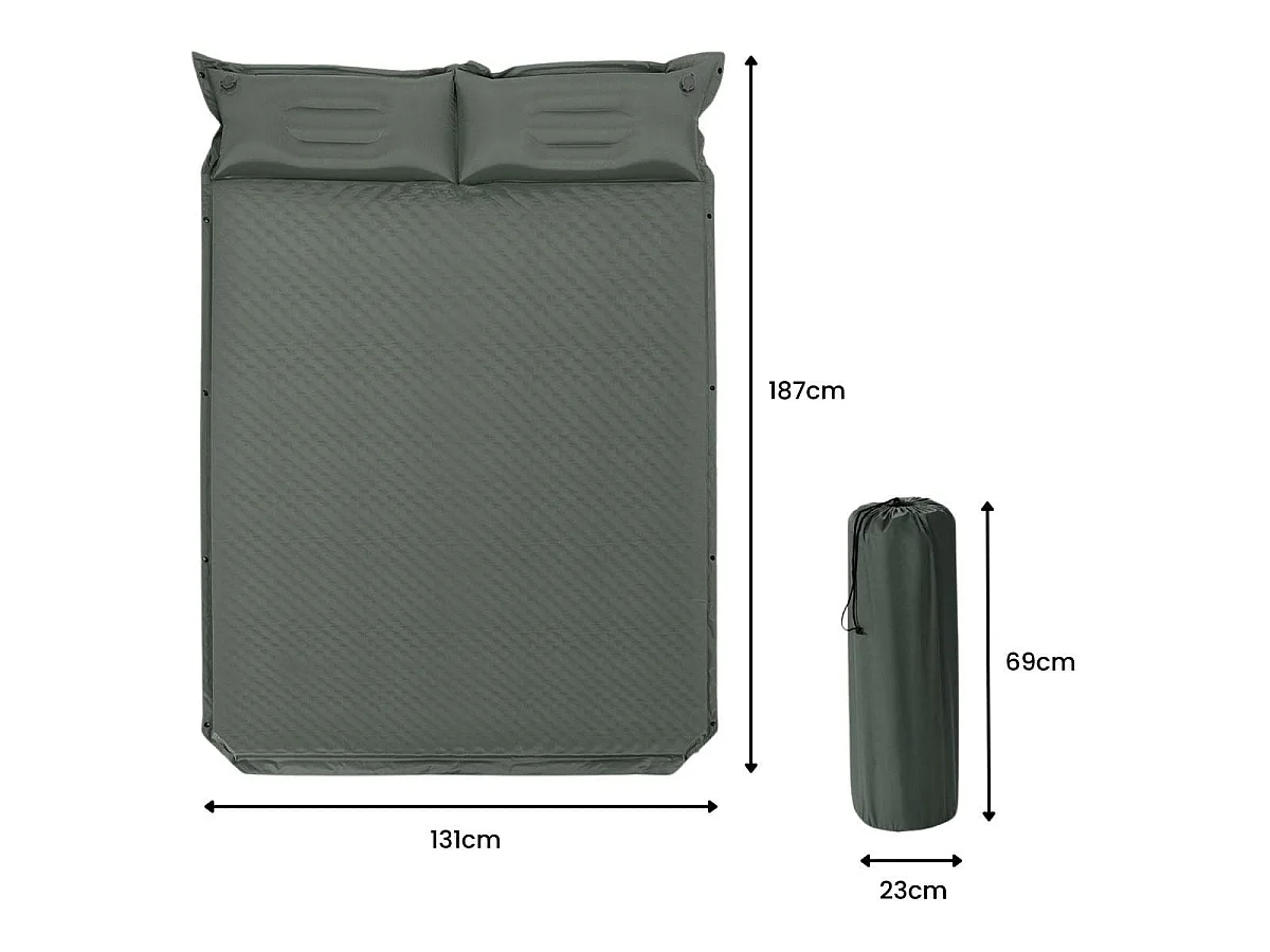 Selbstaufblasbare 2-Personen-Campingmatratze, 131 x 187 x 4 cm