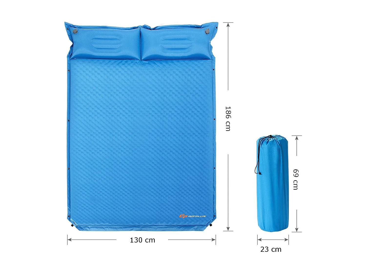 Materassino autogonfiabile per 2 persone, materassino da campeggio 186 x 130 x 4 cm