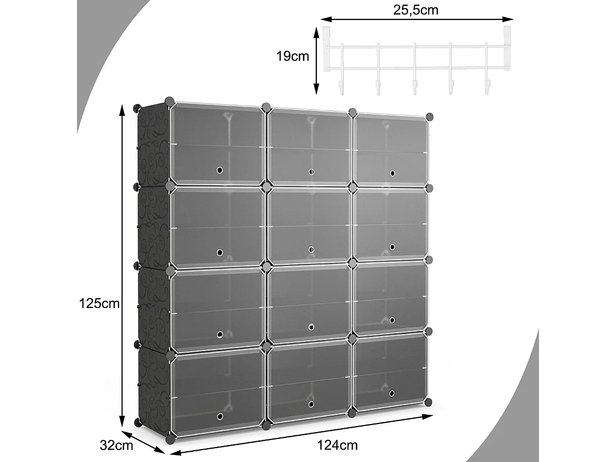 Scaffale in plastica per scarpe con 12 scomparti - Scarpiera