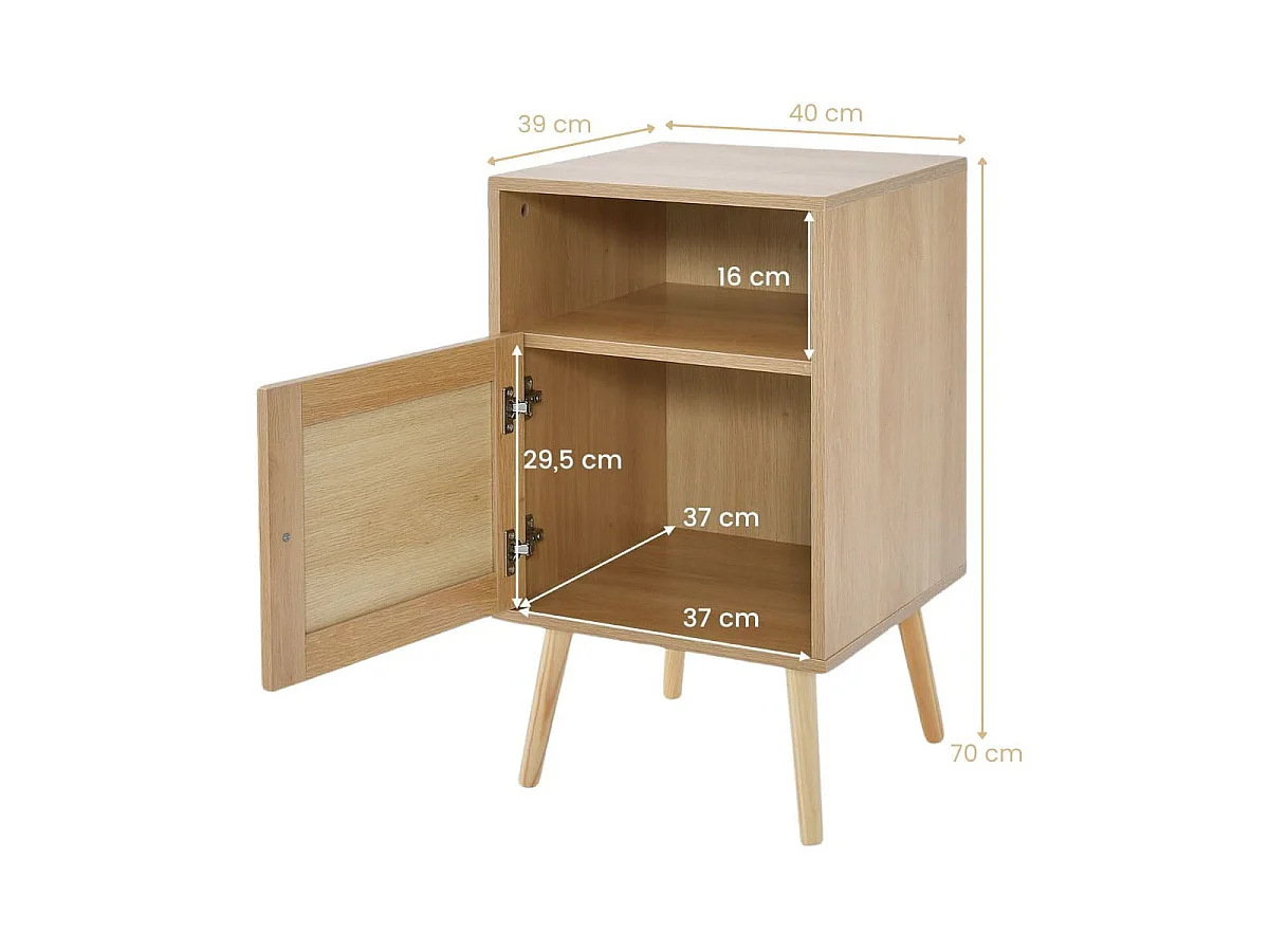 Set aus Rattan-Nachttisch und Beistelltisch im Boho-Stil, 2 Stück