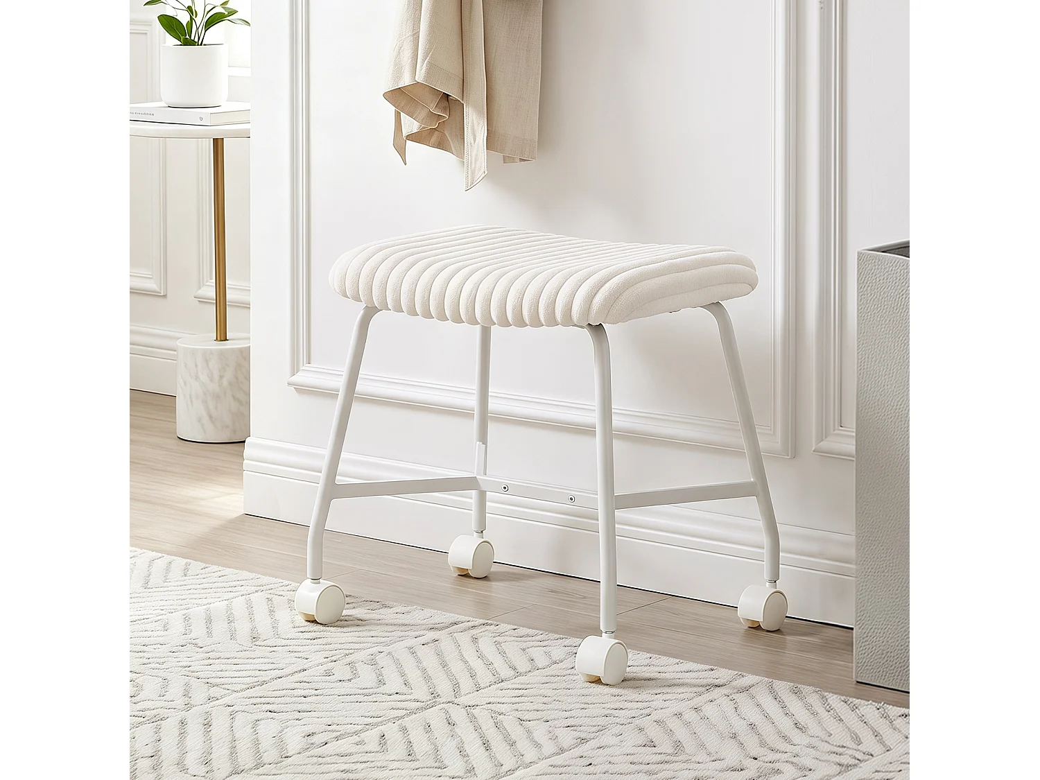 Lot de 2 tabourets à roulettes avec assise rembourrée Tabourets de cuisine