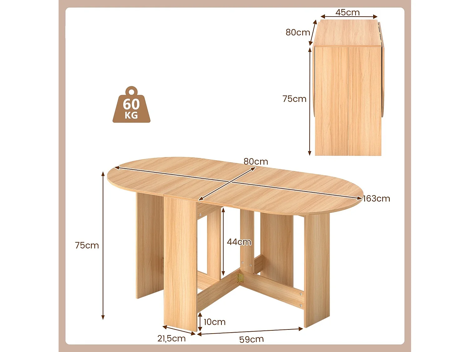 Table de salle à manger ovale pliante Table de salle à manger Table de cuisine