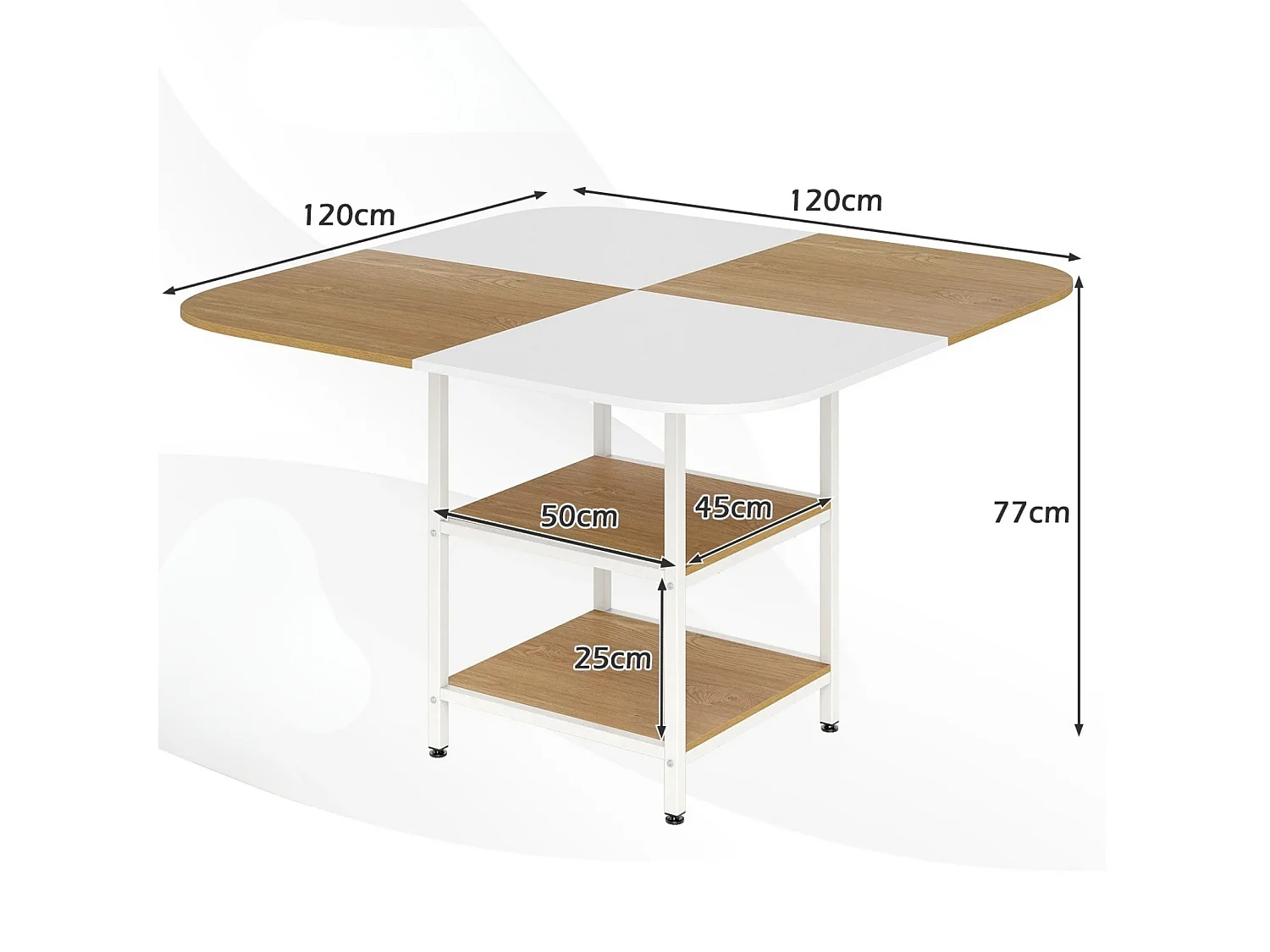 Table de salle à manger avec 2 étagères Table de salle à manger