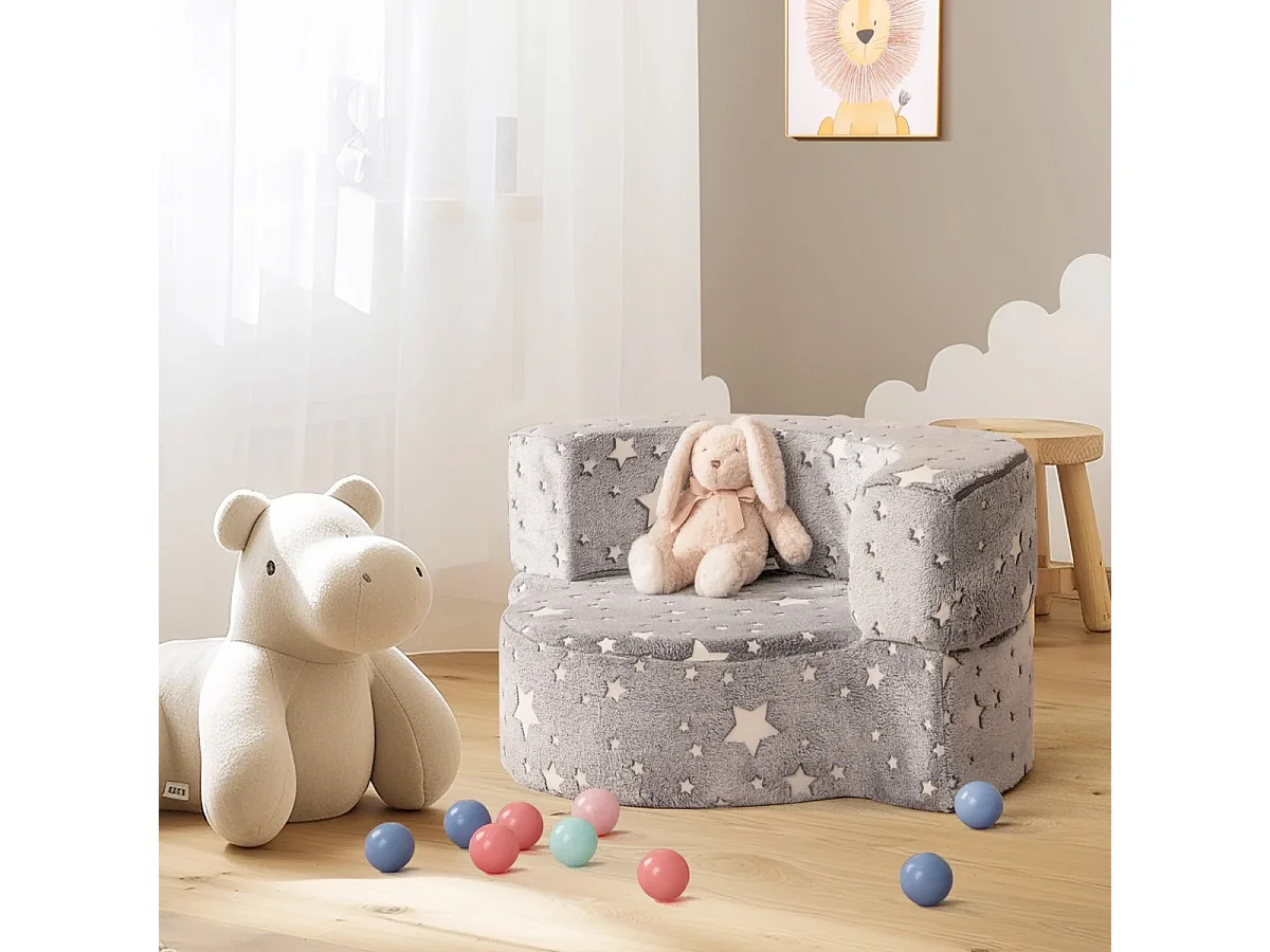 Canapé modulaire rond pour enfants, de couleur fluorescente
