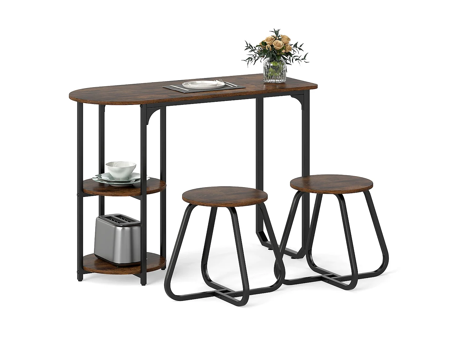 Set da cucina composto da tavolino e sgabelli, 3 pezzi