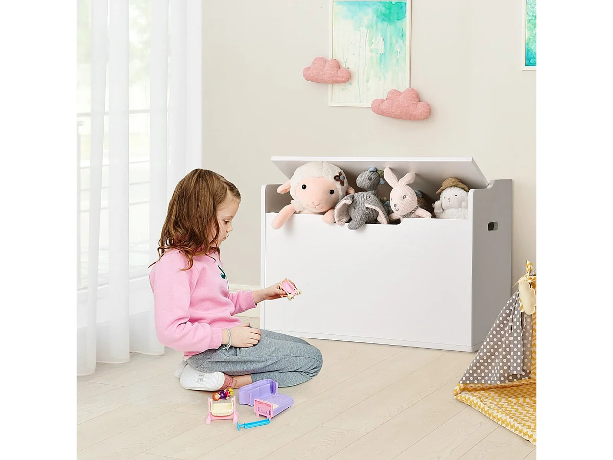 Spielzeugkiste  2-in-1-Spielzeugkiste mit Sitzfläche, weiß