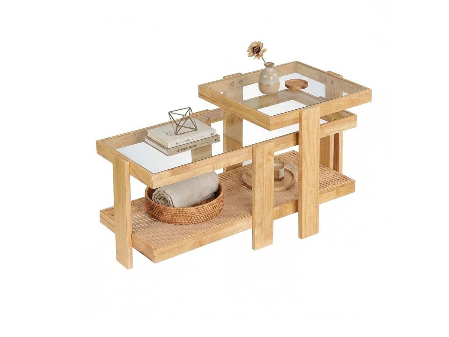 Lot de 2 tables basses avec plateau en verre Table d'appoint