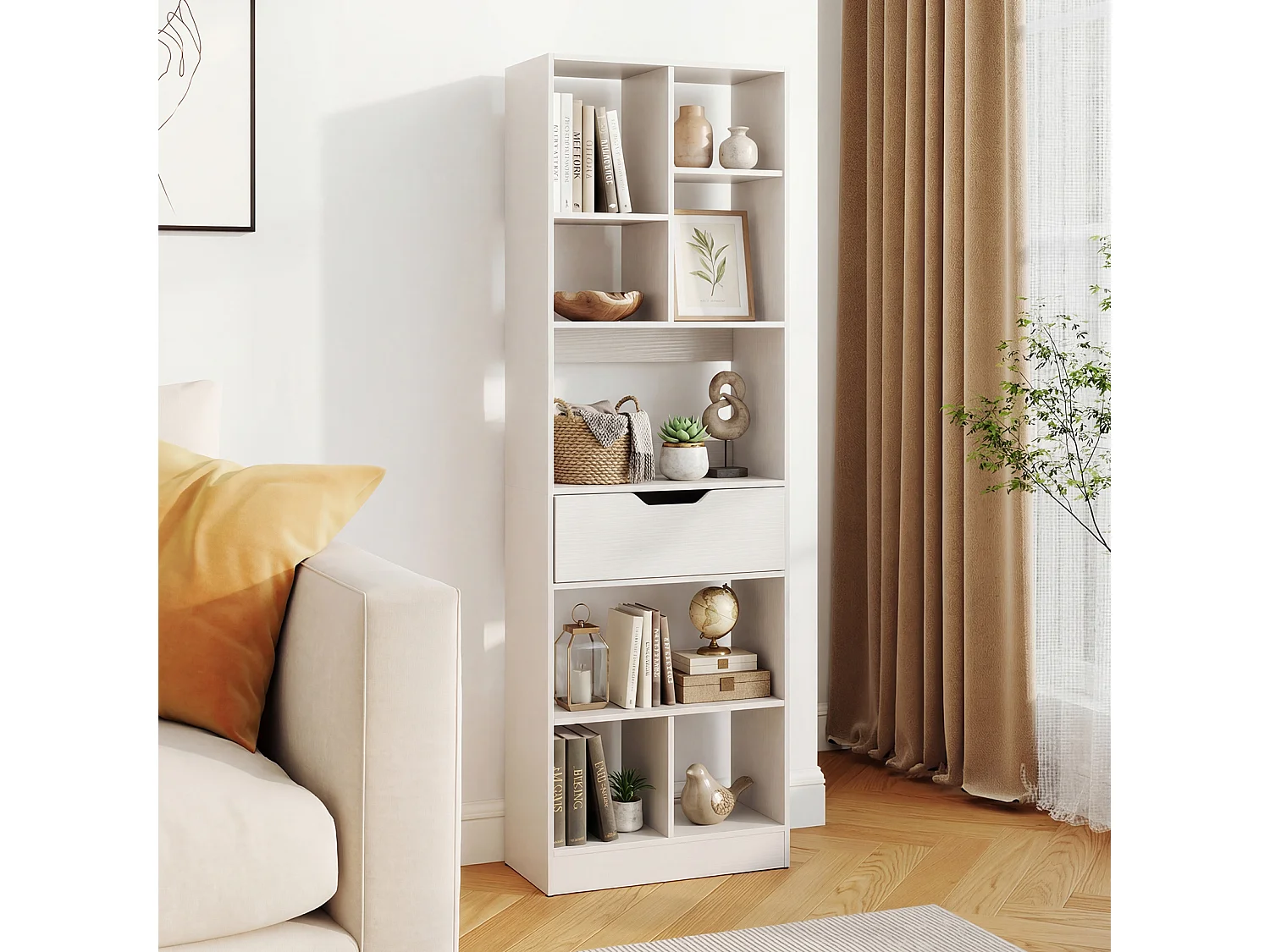 Bokhylla med låda Bokhylla till vardagsrummet