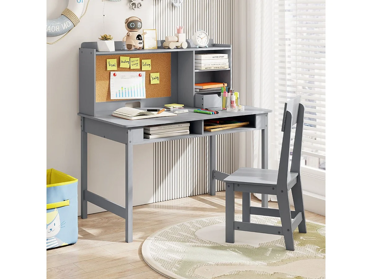 Ensemble de mobilier pour enfants : bureau avec tableau en liège et chaise