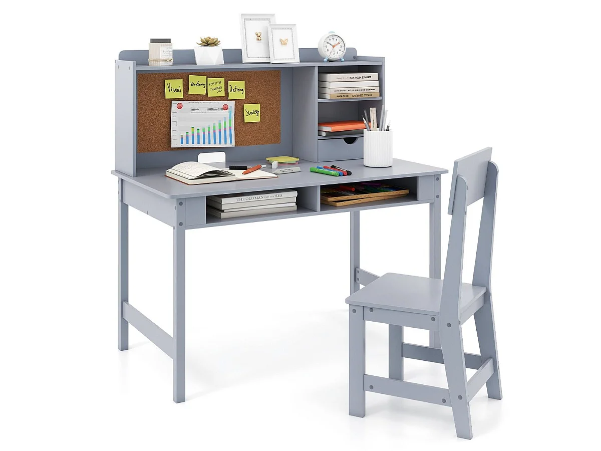 Ensemble de mobilier pour enfants : bureau avec tableau en liège et chaise