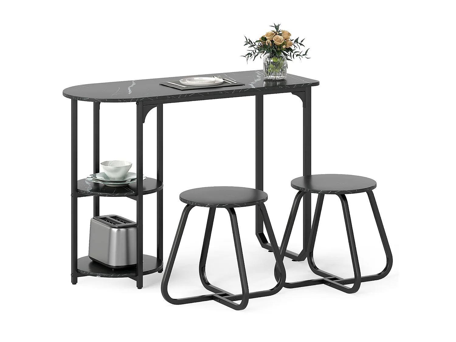 Set da cucina composto da tavolino e sgabelli, 3 pezzi