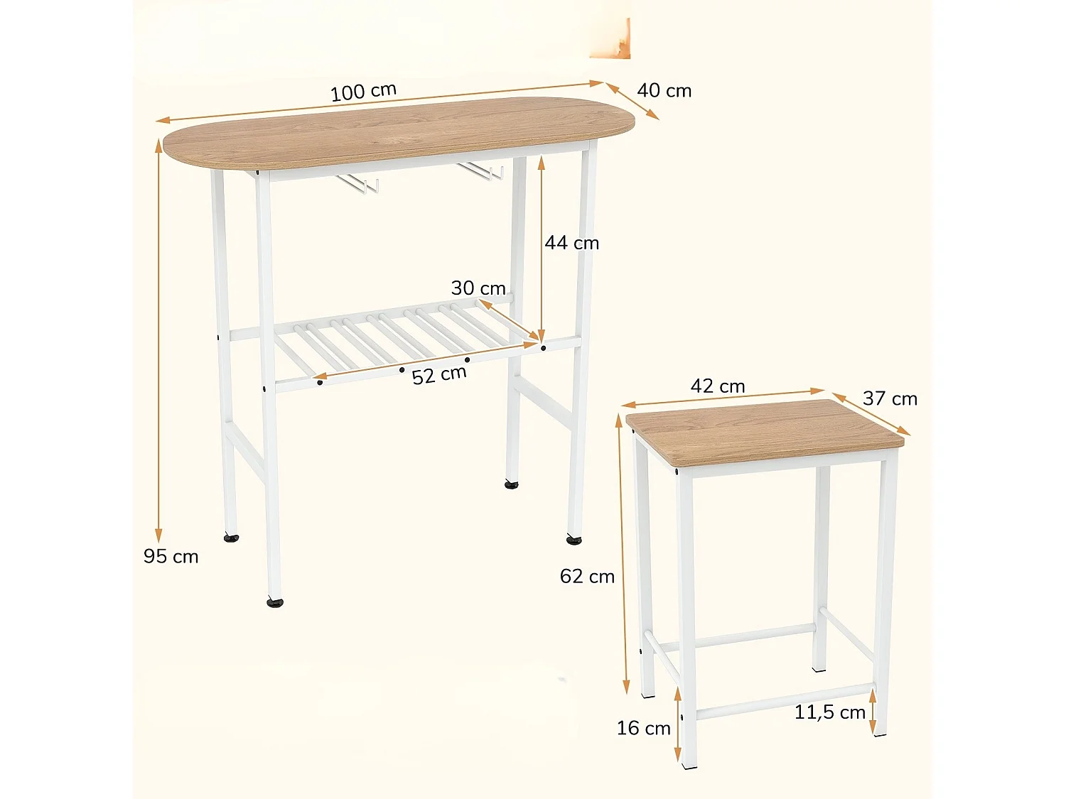 Tavolino da bar con 2 sgabelli Mobili da cucina