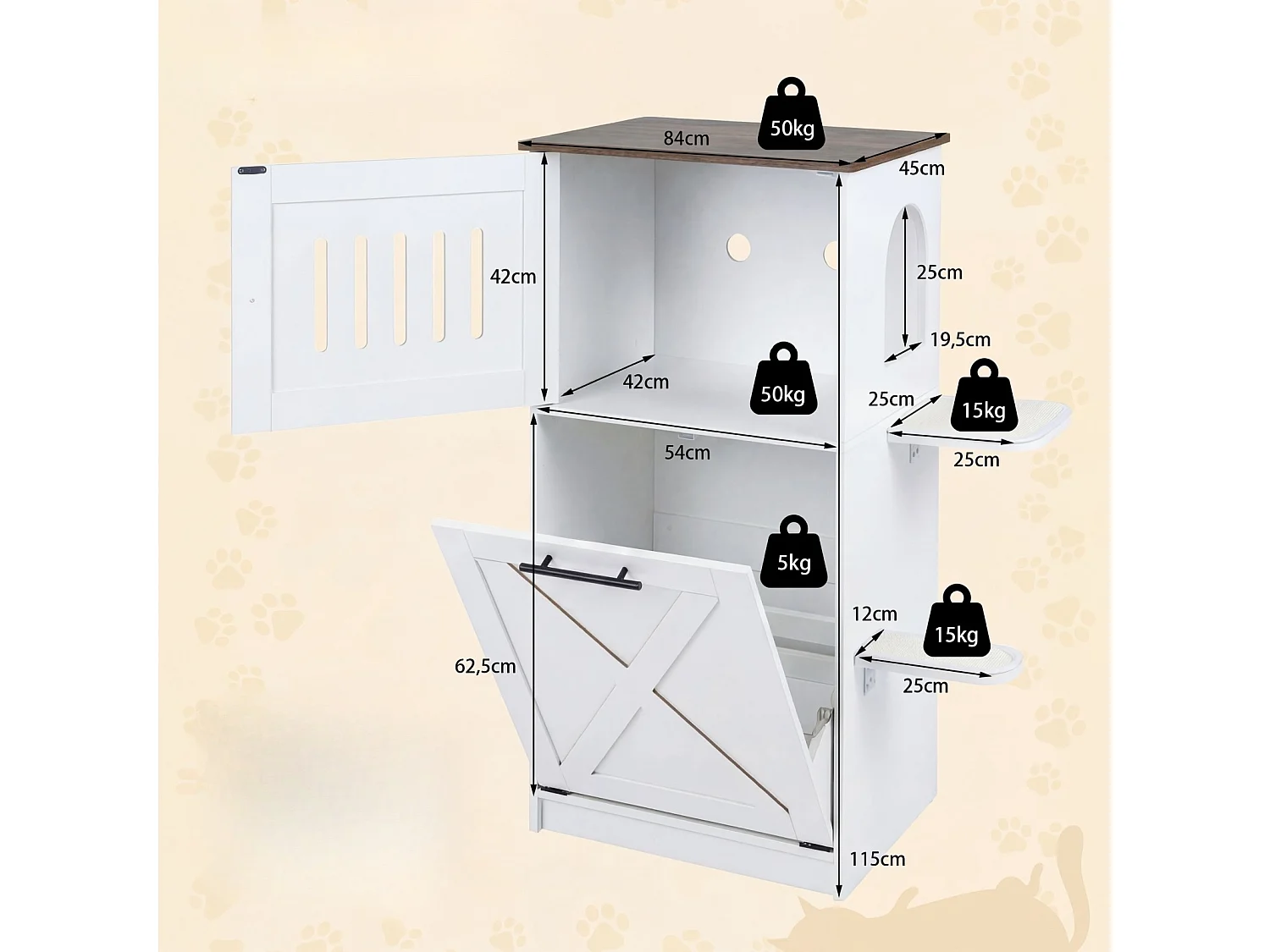 Armoire avec compartiment pour bac à litière