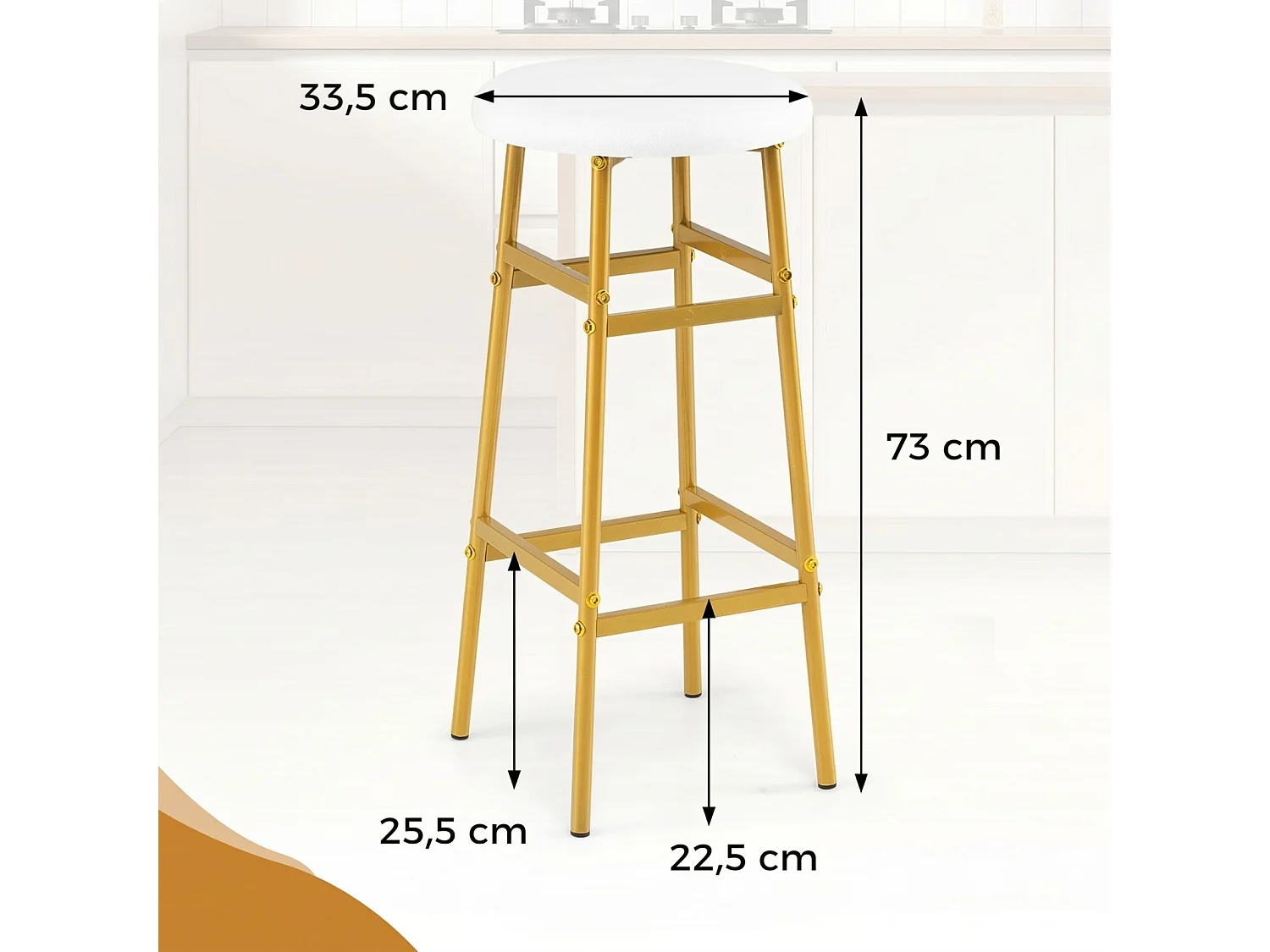 Lot de 2 tabourets de bar avec repose-pieds et assise ronde Chaise de bar