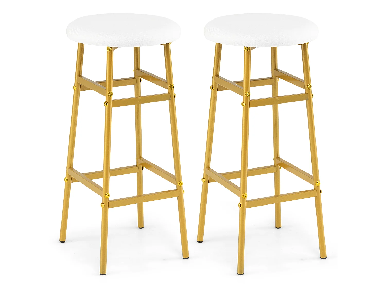 Lot de 2 tabourets de bar avec repose-pieds et assise ronde Chaise de bar