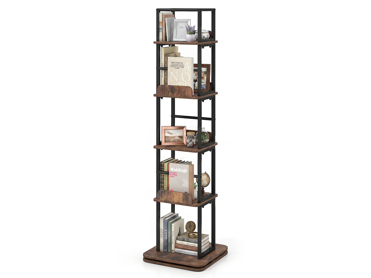 Metallregal mit drehbarem Sockel Bücherregal