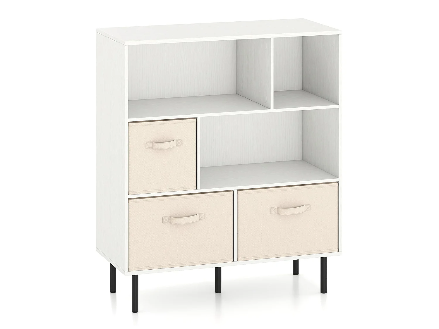 Regal mit klappbaren Stoffschubladen – Regal für das Wohnzimmer