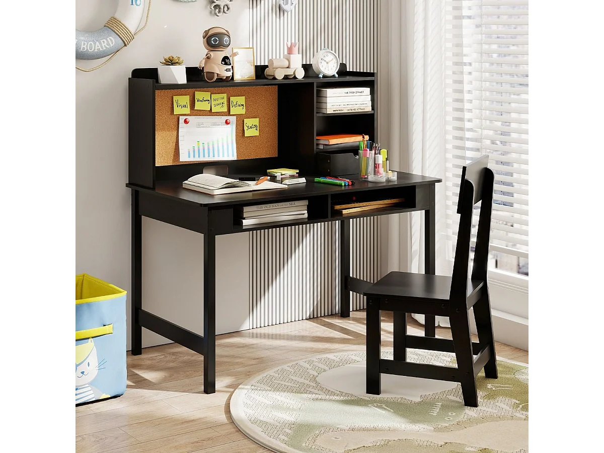 Ensemble de mobilier pour enfants : bureau avec tableau en liège et chaise