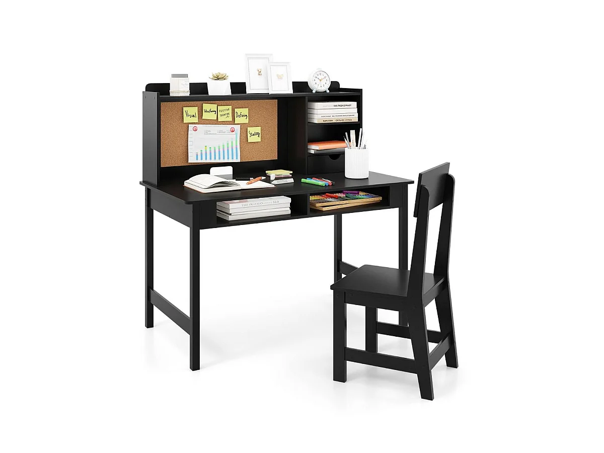 Ensemble de mobilier pour enfants : bureau avec tableau en liège et chaise