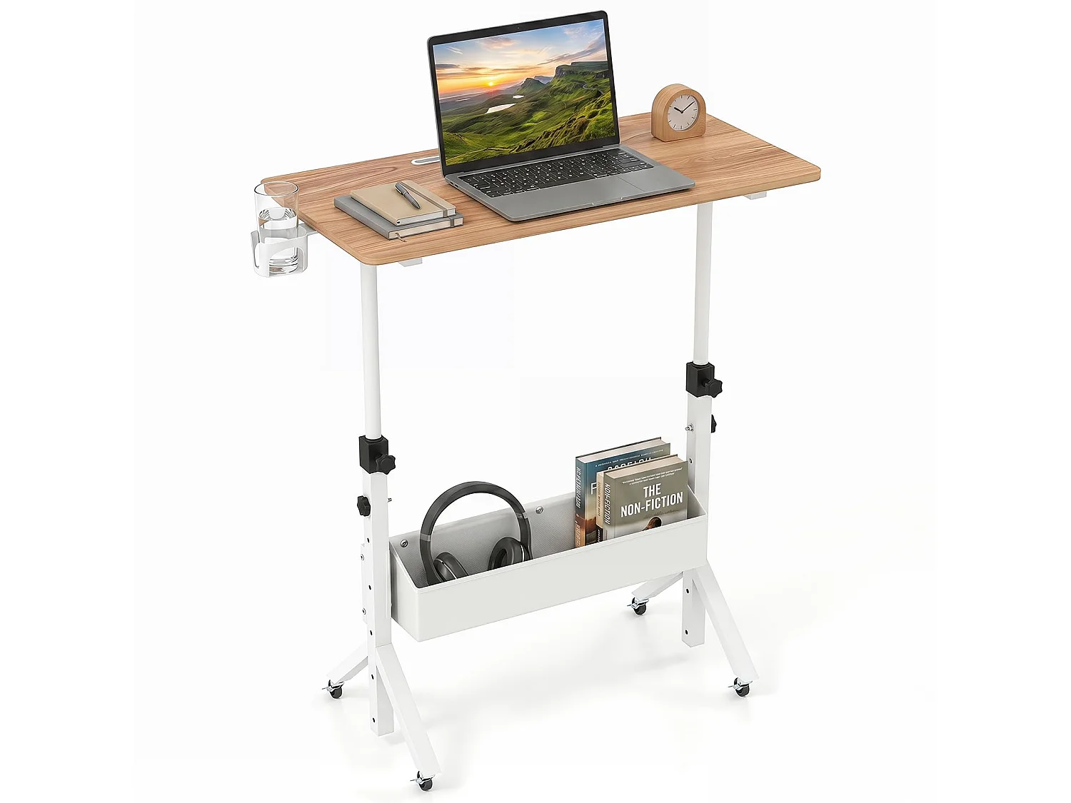 Bureau réglable sur roulettes – Bureau mobile à placer devant le canapé