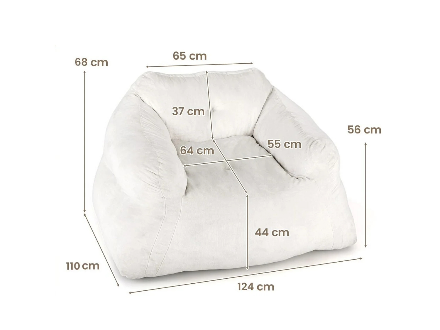 Beanbag-Sessel, Sitzkissen für das Wohnzimmer, 129 x 111 x 69 cm
