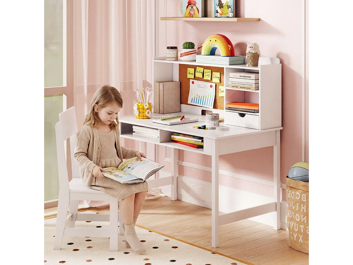 Ensemble de mobilier pour enfants : bureau avec tableau en liège et chaise